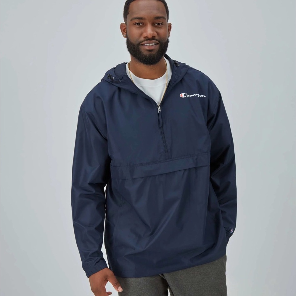 Champion Stadium Packable Navy Blue Windbreaker Jacket Men’s Medium